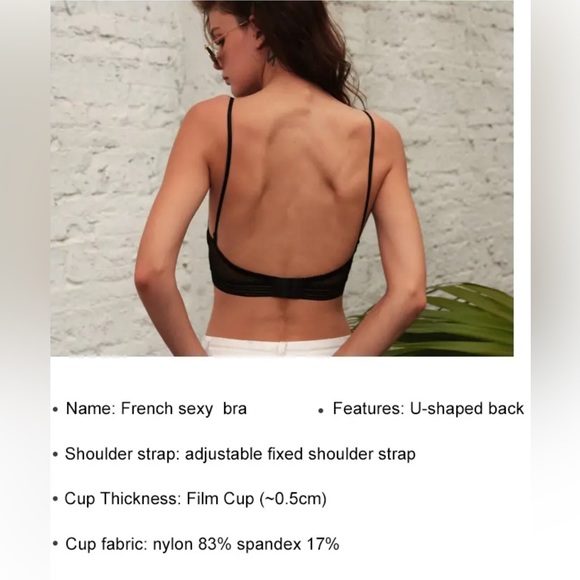 Bra Thin Triangular Woman Soft Seamless Backless Back Sexy Bralette Dot Mesh L - Picture 15 of 16